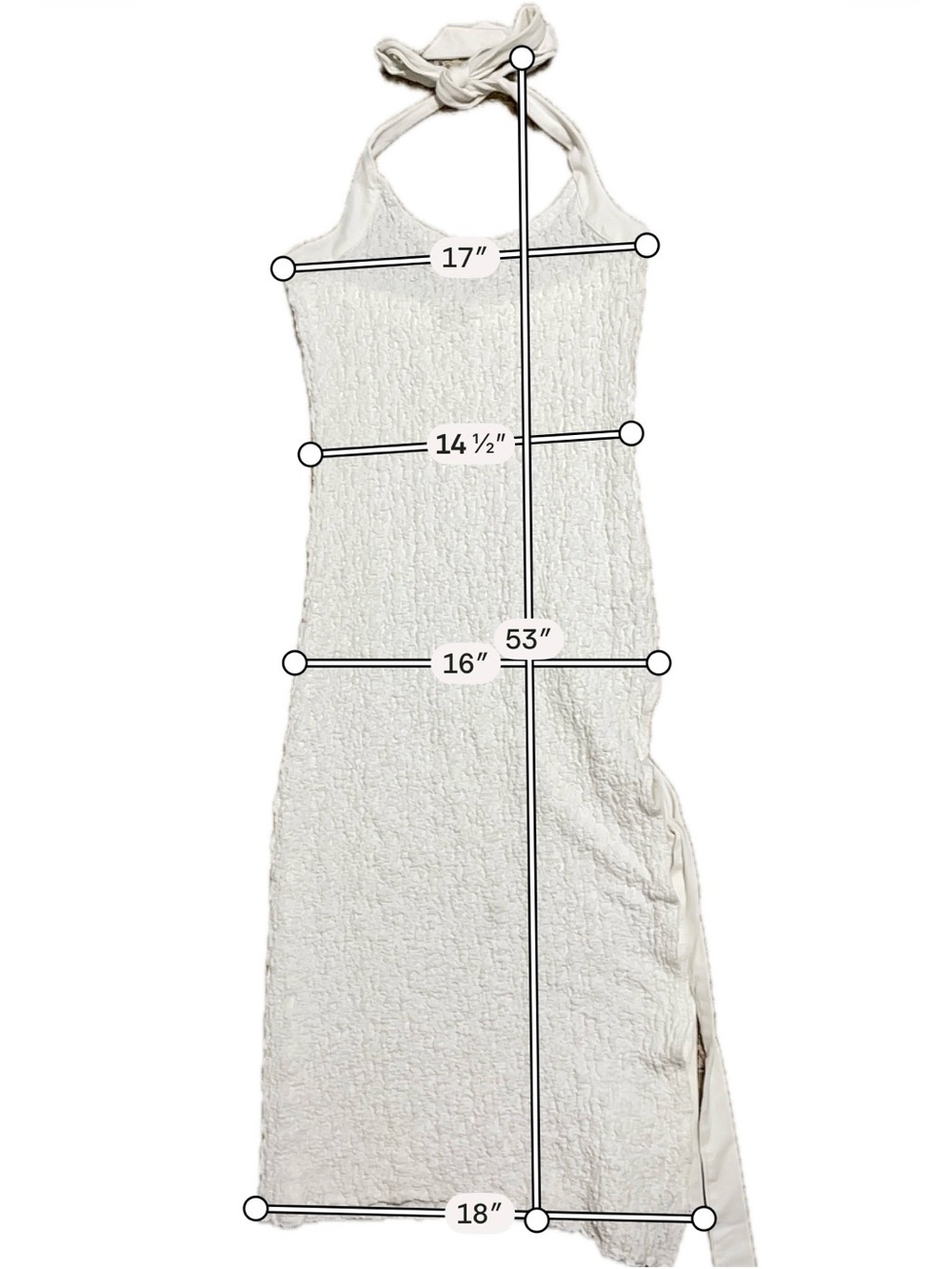 Free-Est Free People White Textured Halter Midi Dress Side Cutout Beach Boho XL - Picture 7 of 10
